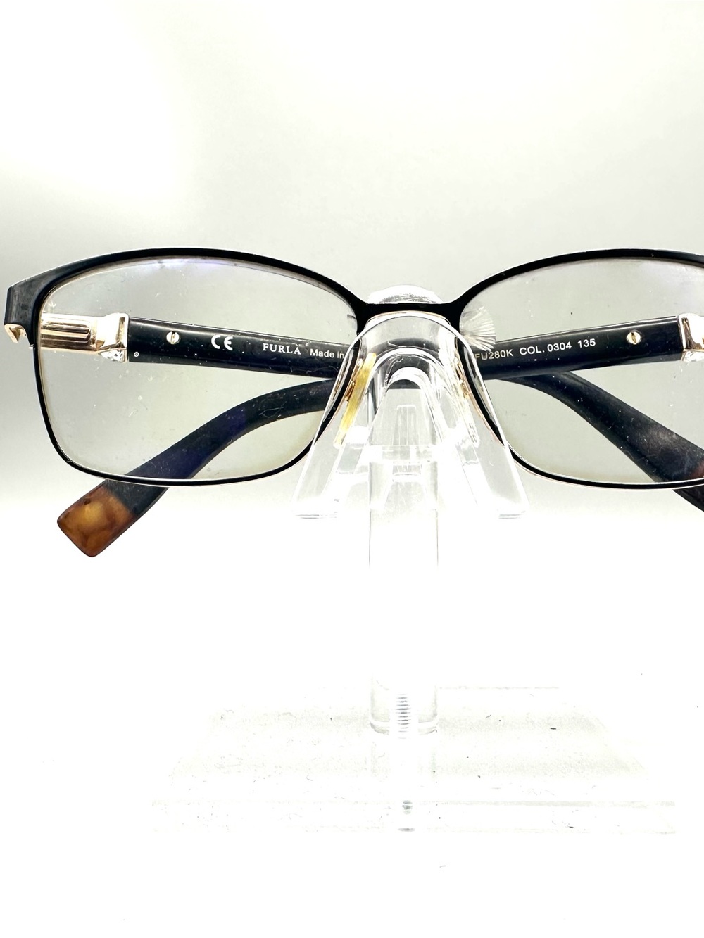 Furla VFU280K Womens Black Gold Rectangular Eyeglasses Frames 0304 135
